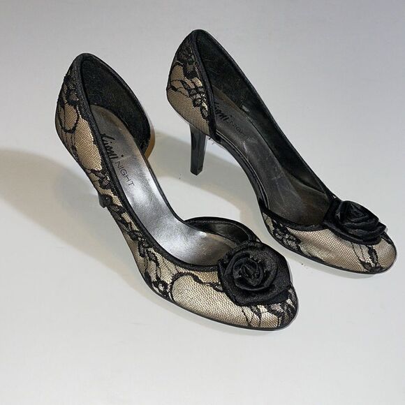 FIONI BLACK LACE HEELS SIZE 6 - Picture 2 of 5